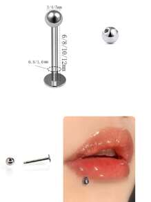 1 Stück medizinische Grad hypoallergene Titan-Stahl flacher Stift, extern mit Gewinde, kugelförmiger 20G/18G Ohrstecker für Knorpel, Augenbraue, Grübchen, 316L Piercing Schmuck, Lippen Ring, Zungenstecker