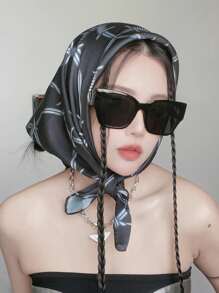 Black UV Protection Headband, Bandana, Necktie, For Women, Versatile & Fashionable Scarf, Headscarf, Hiphop Style For Men