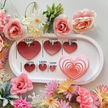 6pcs Heart Shaped Soft Clay Cutter Molds, Tools For Making Earrings And Jewelry Valentines