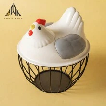 shuo ni mao yi 居家厨房鸡蛋篮塑料盖收纳篮蔬菜铁艺储物篮储物篮水水果篮蔬菜篮金属篮 - 彩色 - 查看 27