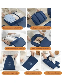 7 Pieces Kit Organizer Bags For Suitcase Clothes Luggage Travel - Grey - View 5