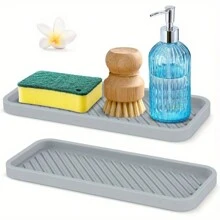 1pc Silicone Sponge Holder Kitchen Sponge Holder, Silicone Slink Organizer Tray For Bathroom,Soap Dispenser,Simple Silicone Soap Holder, Bathroom Faucet Drainer, Storage Cover, Kitchen Accessories