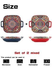 1pc Nordic Style Ceramic Plate, 4 Color Options, Double Ear Design For Anti-Scald, Suitable For Restaurant/Home Dining, Salad, Pasta Use - Multicolor - View 9