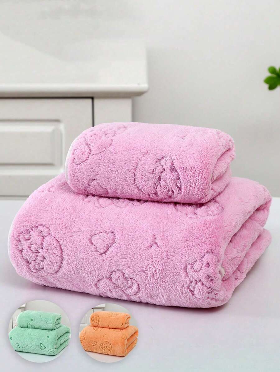 1 chiếc khăn tắm/khăn mặt/khăn tắm khoét lỗ hình trái tim và tình yêu mềm mại thấm hút, nhanh khô, quà tặng ngày lễ tình nhân, sử dụng tại nhà, rửa mặt và tóc - nhiều màu - Xem 1