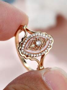 Tsnamer 1Pc Vintage Palace Flower Ring Promise Engagement Floral Daily Jewelry Valentines - Yellow Gold - View 8