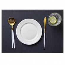 1 Stück/4 Stücke/6 Stücke Vinyl/Kunststoff gewebte Tischsets, wasserdicht & abwischbar für Küche, Innen-/Außentische, schwarz