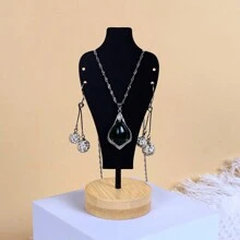 1pc Luxury Iron & Wood Jewelry Display Stand, Necklace, Bracelet, Pendant Organizer Rack For Shop Display Back To School