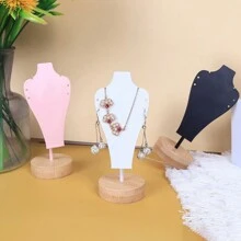 1pc Luxury Iron & Wood Jewelry Display Stand, Necklace, Bracelet, Pendant Organizer Rack For Shop Display Back To School
