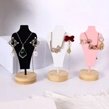 1pc Luxury Iron & Wood Jewelry Display Stand, Necklace, Bracelet, Pendant Organizer Rack For Shop Display Back To School