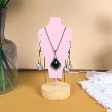 1pc Luxury Iron & Wood Jewelry Display Stand, Necklace, Bracelet, Pendant Organizer Rack For Shop Display Back To School