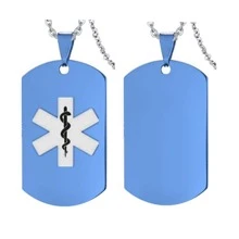 Personalized Medical Alert Necklace For Men Women, Free Engraving ICE Awareness ID Namplete Pendant With Chain, Custom Medic Identification Jewelry For Emergency, With Aid Bag
