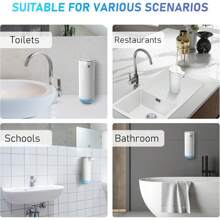 非接触式泡沫皂液器，自动液体皂液器，自动皂液器，厨房皂液器，皂液器，条纹皂液器，高容量电池，USB 充电，桌面和壁挂式两用，4 种模式可调，M15 带 LED 显示屏，M10 带心形标记，350ml-420ml/14.2oz，适用于浴室和厨房 - 多個顏色 - 查看 12