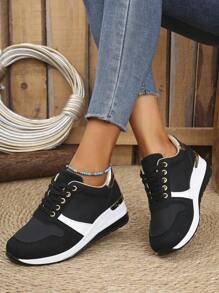 Pantofi de alergare la modă pentru femei, pantofi noi cu platformă respirabil, pantofi sport casual pentru mărimi mari, primăvară/vară/toamnă, cu șireturi