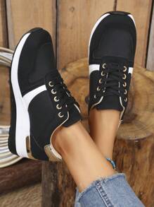 Pantofi de alergare la modă pentru femei, pantofi noi cu platformă respirabil, pantofi sport casual pentru mărimi mari, primăvară/vară/toamnă, cu șireturi