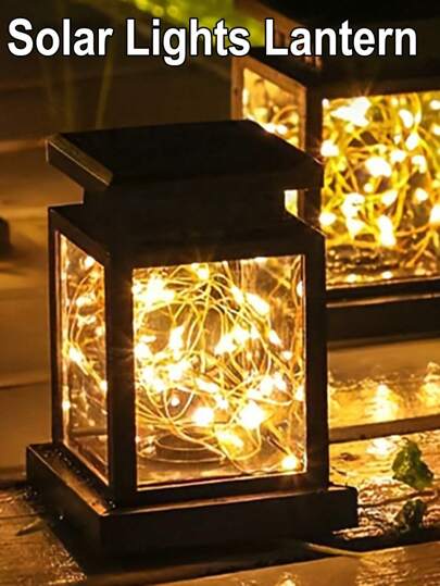 1 Luz solar, decoração de jardim ao ar livre, luz de estrela e luz de vela para pendurar ou mesa, luz solar ao ar livre, pátio, jardim, luzes brancas quentes e coloridas