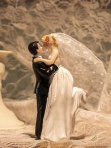 1 件西式婚礼蛋糕装饰，新娘新郎娃娃蛋糕装饰，幸福新娘新郎树脂挂饰，婚礼装饰用品，人物装饰挂饰，适用于婚礼蛋糕装饰，情人节周年纪念蛋糕装饰，婚礼餐桌装饰布置，家居装饰挂饰，情人节周年纪念礼物（手绘，有瑕疵，介意请勿购买）