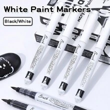 Weiße/schwarze Acryl-Pinselstift-Marker, gerade Flüssigspitze Soft-Tip Malset zum Zeichnen von Graffiti und Manga
