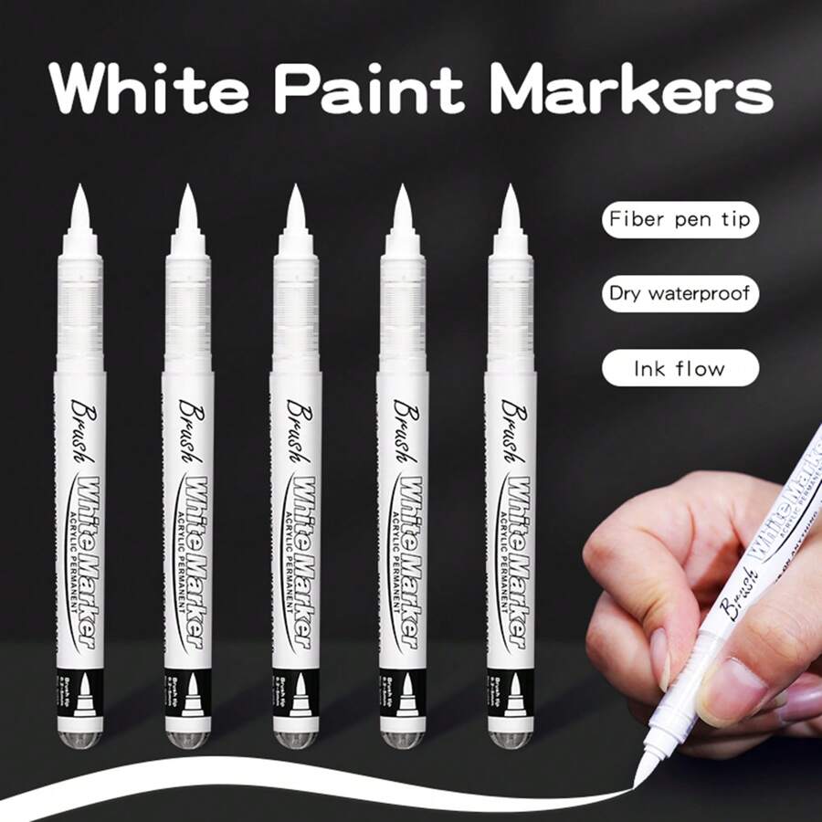 Weiße/schwarze Acryl-Pinselstift-Marker, gerade Flüssigspitze Soft-Tip Malset zum Zeichnen von Graffiti und Manga