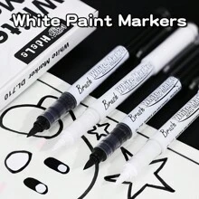 Weiße/schwarze Acryl-Pinselstift-Marker, gerade Flüssigspitze Soft-Tip Malset zum Zeichnen von Graffiti und Manga
