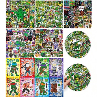 50 Stück Anime Figuren T-Urtles T-M-NT Anime Aufkleber, niedlich, Cartoon, Ästhetisch, Aufkleber für Laptop, Motorrad, Gepäck, Auto