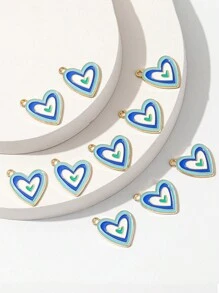 10pcs New Style Heart-Shaped Metal Pendant Accessories, DIY Fashion Earrings, High-End Decorative Accessories