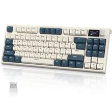 ATTACK SHARK RK86 RGB 75% Wireless Gasket Mechanical Keyboard, Triple Mode Blue Bud 5.0/2.4G/USB-C 82 Keys Hot Swappable Gaming Keyboard 4000 MAH Battery With Knob & 1.2'' HD OLED Display, Custom Linear Switches