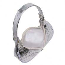 Women's Half Moon Tote Shoulder Bag Small Sophisticated - 銀色 - 查看 4