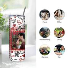 1 Piece With 20 Pictures Customized/Stainless Steel Cold Water Cup/Specialty Coffee Cup, Cute And Fashionable Holiday Water Cup, Breakfast Cup, Water Cup/Loving Valentine's Day Gift, Reusable Heart-Warming Gift, Surprise Gift For Parents, Anniversary Gift, Wedding Anniversary Gift