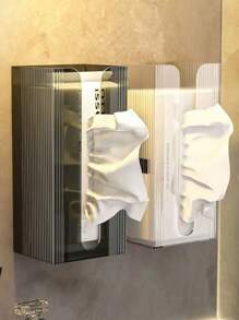 2件/1件豪华悬挂式纸巾盒，浴室壁挂式纸巾架，面巾纸分配器 - 透明 - 查看 2