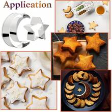 两件套饼干模具，不锈钢材质，月亮和星星形状，适合派对烘焙，也可作为节日礼物 - 彩色 - 查看 9