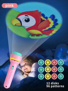 1 Set Children Projector Flashlight Toy, Slide Projector Flashlight, Educational & Entertaining, Projection Lights, Pattern Projection, Interactive Learning, Quick Pattern Change By Rotating Slides, Random Colors & Contents - Multicolor - View 18