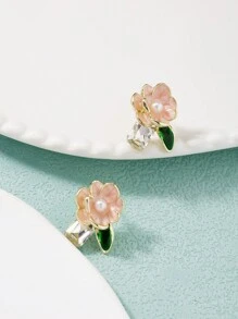1 Cặp hoa kim loại thời trang & hoa hồng Cubic Zirconia dành cho phụ nữ, trang sức đeo hàng ngày & quà tặng - Nhiều màu - Xem 2