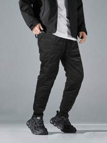 Men's Thick Insulated Windproof Waterproof Pants For Cycling, Skiing, Hiking, Winter - Black - View 4