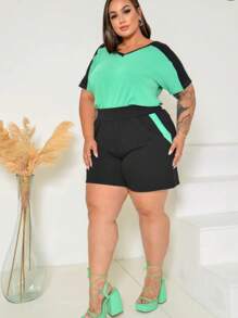 Short Set With Short Sleeve Blouse - Nước xanh - Xem 3