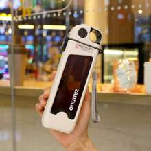 Square Straw Water Bottle With Scale Stylish Custom Water Bottle - Xám - Xem 7