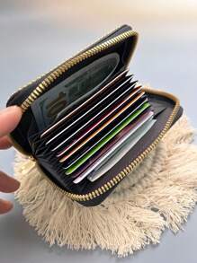 全新复古风琴卡夹手工刺绣珠饰女士迷你拉链卡包小袋 248005-03 女士情人节礼物 - 粉色 - 查看 5