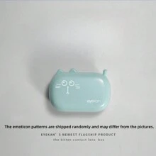 1 pieza Estuche de lentes de contacto estilo lindo dibujo animado Eyekan, caja de almacenamiento de lentes de contacto, incluye pinzas y aplicador - 1 2213 - Ver 9