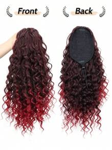 1 件 18 英寸卷曲马尾辫接发合成深波浪抽绳马尾辫合成发感浓密马尾辫自然黑色假发万圣节和圣诞节促销 - 彩色 - 查看 9