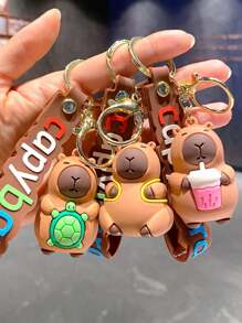 1 pieza Lindo llavero de peluche de Capibara, colgante para mochila, llavero, regalo, recuerdo, accesorios para la escuela o el auto, estilo gótico y Y2K