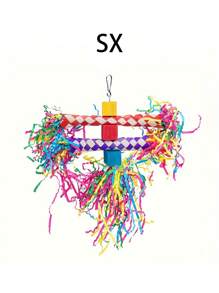 1pc Parrot Chewing Hanging Toy, 5 Assorted Shapes, Handwoven Wood Fiber, Bird Cage Accessory, Random Color