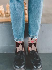 5 Pairs Horse Gift Women Standing Ear Horse Mid-Tube Socks Comfortable Outdoor Women's Socks Animal Party Riding Gift Horse Lover Socks Fun Animal Socks For Mom Girlfriend Lady Teen Novelty Socks Gift Colorful Horse Pattern Novelty Standing Ear Crew Socks