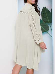 Women's Long Sleeve Chemise Beach Cover-Up - 渴望 - 查看 2