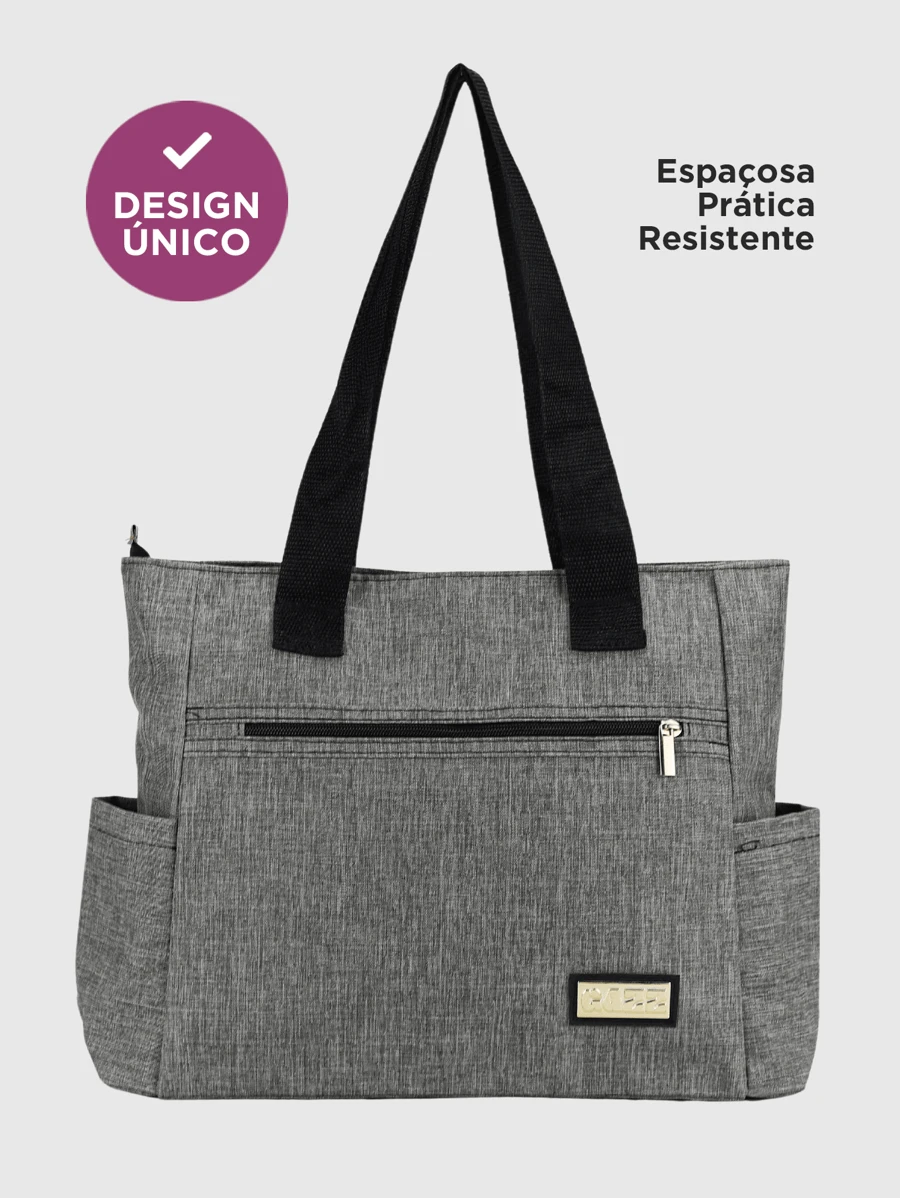Large Women's College Shoulder Bag Reinforced Material - Gris - Ver 1