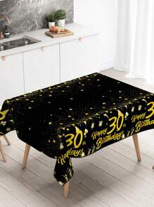 1pc Black & Gold Birthday Tablecloth, Suitable For 18/30/40/50/60 Years Old Birthday, Disposable Tablecloth, Birthday Party Kitchen Dining Room Holiday Party Decor, Home Decor, Dining Table Decor - Multicolor - View 7