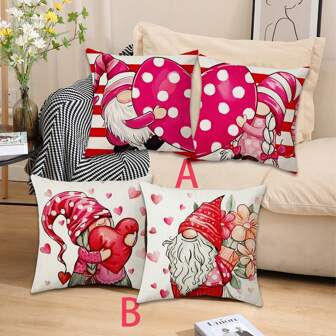 2 件情人节心形装饰枕套，色彩鲜艳，耐用柔软，适合情人节装饰庭院家具、花园、家庭、客厅沙发垫（无枕芯），18"X18" (45cm*45cm)*2 件