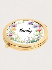 1 Espejo plegable personalizado y personalizado, espejo compacto de bolsillo con pliegue con nombre personalizado, regalo de graduación para hermana, amigos, fiesta, regalo de cumpleaños, regalo para niñas, tamaño pequeño y espejo plegable portátil para viajes