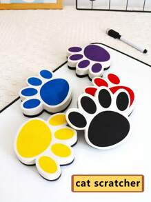 BELLKIDS 5 件装白板擦，可重复使用黑板擦，5 种颜色，卡通橡皮擦，创意橡皮擦，磁性白板擦，猫抓式橡皮擦，适用于教室、办公室、家庭、学生文具用品 - 彩色 - 查看 11