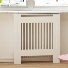 BingoPaw Radiator Cover, High Radiator Cover, Vertical Slat Wood, White, Painted MDF Country House Style, Radiator Cover 101 Cm High And 19 Cm Weith For Bedroom, Living Room, Office Radiator Cover, 4 Length Sizes - S-78x19x101 cm - View 3