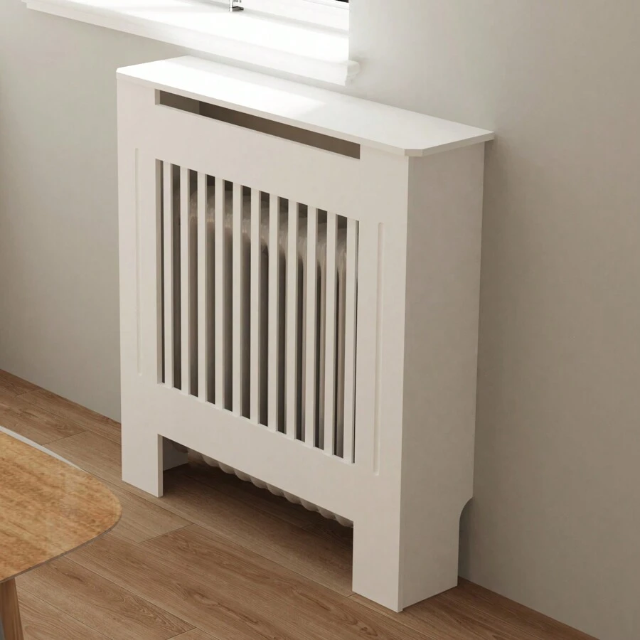 BingoPaw Radiator Cover, High Radiator Cover, Vertical Slat Wood, White, Painted MDF Country House Style, Radiator Cover 101 Cm High And 19 Cm Weith For Bedroom, Living Room, Office Radiator Cover, 4 Length Sizes - S-78x19x101 cm - View 1