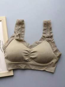 3 piezas, encaje de mujer con , ropa interior deportiva, hermosa espalda. - Negro - Ver 4
